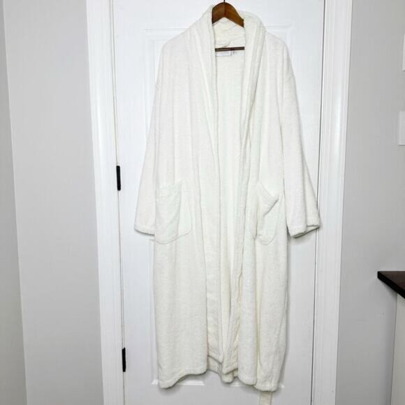 Restoration Hardware L/XL Unisex White Terrycloth Belted Robe - Picture 2 of 5